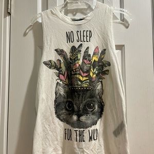 🐱 CUTE Sleeveless Tshirt NO SLEEP FOR the WILD sleep shirt Forever 21 🐱 NWOT